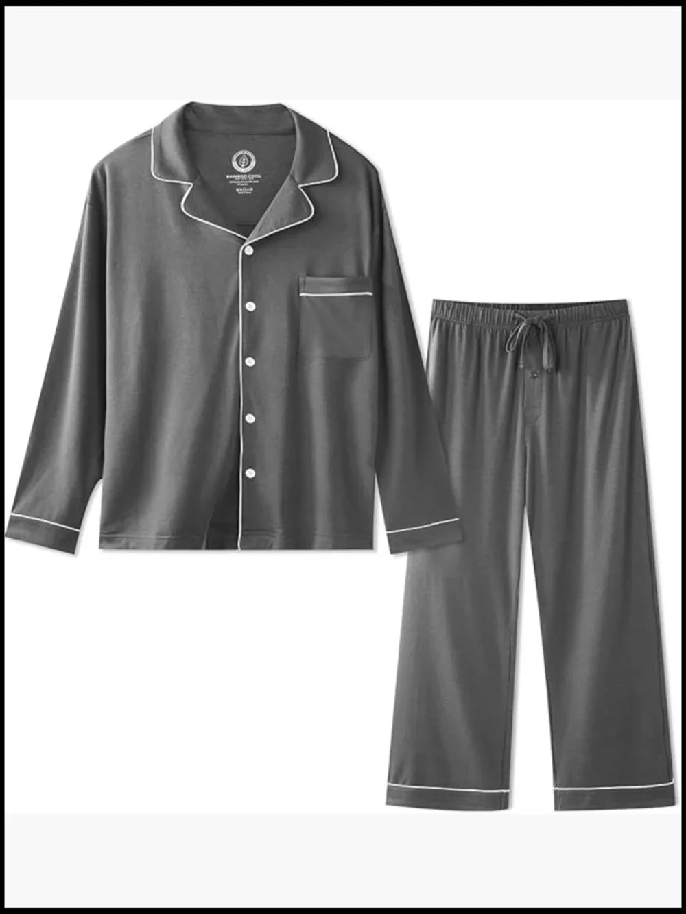 Bamboo Viscose Cotton Pajama Set Long Sleeve Pants with Pockets